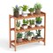 3-Tier Solid Wood Plant Stand Natural Flower Display Shelf Indoor Outdoor Garden Organizer